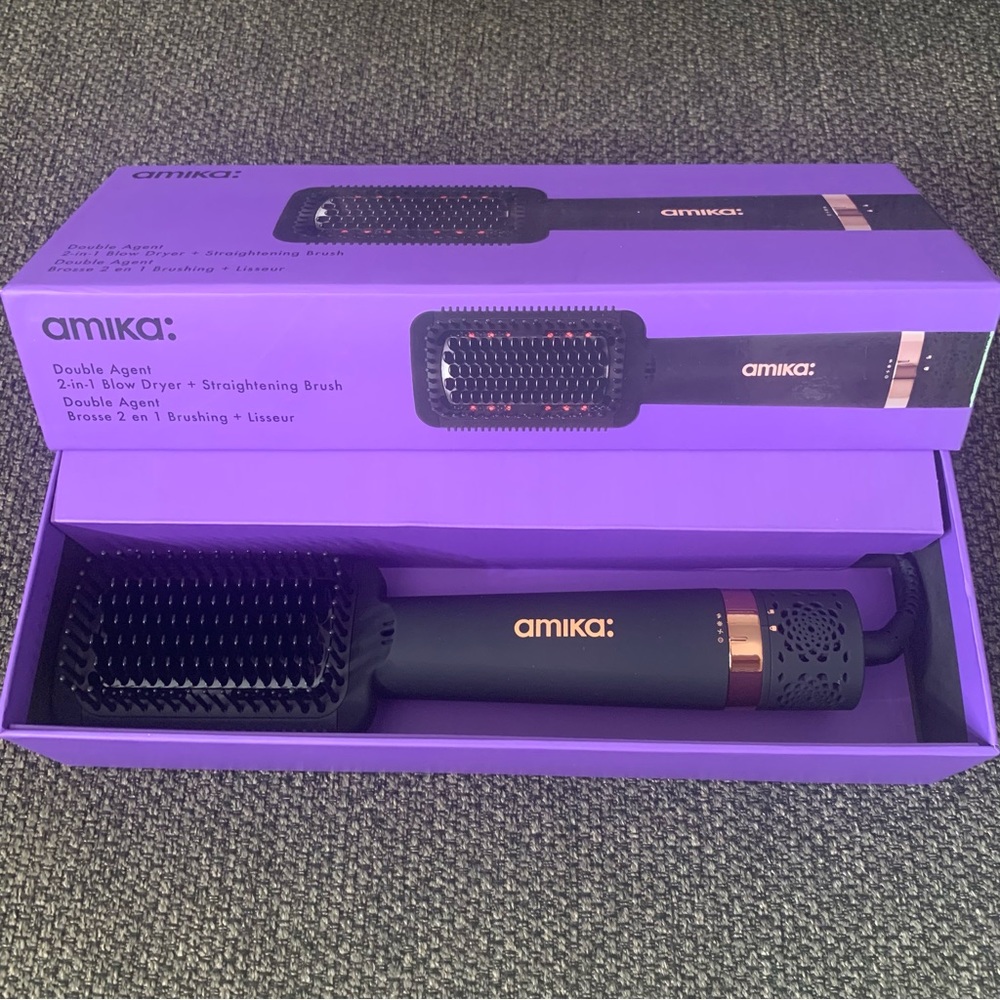 NIB Amika Double Agent 2-in-1 Blow Dryer + Straightening Brush